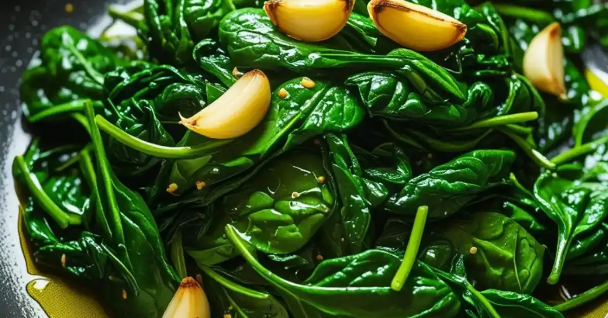 spinach-sautee-for-pizza sautéed spinach and garlic for pizza topping