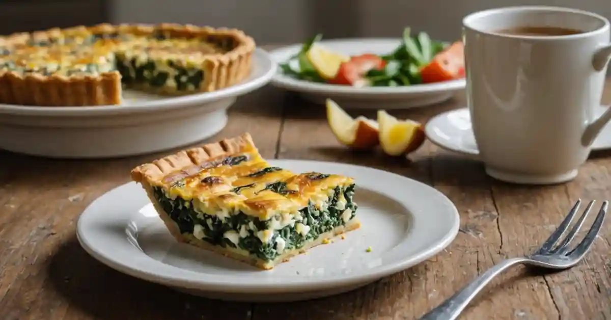 crustless-spinach-and-feta-quiche crustless spinach and feta quiche in ceramic dish
