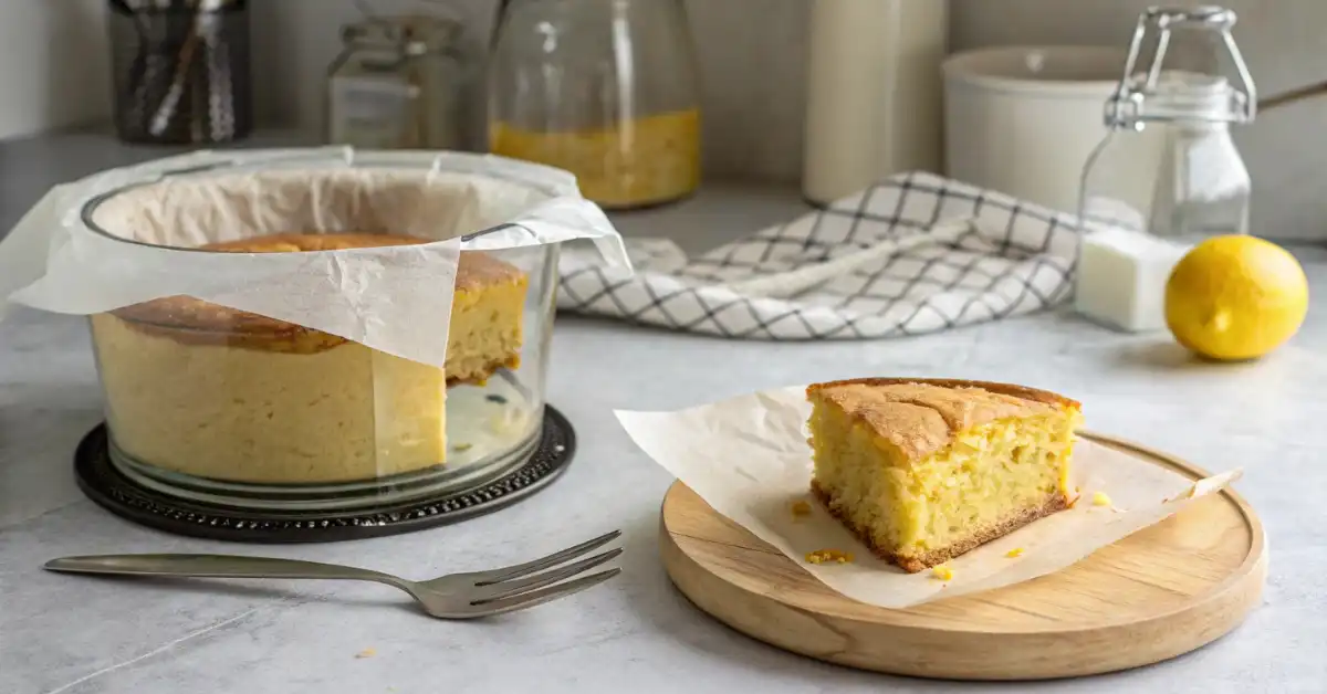 lemon-olive-oil-cake-slice-storage Vegan lemon olive oil cake slice in container