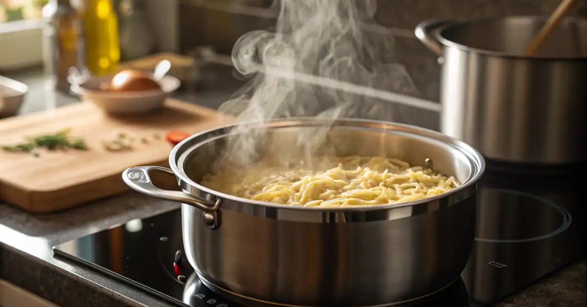 boiling-orzo-pasta-for-salad Cooking orzo pasta for caprese pasta salad