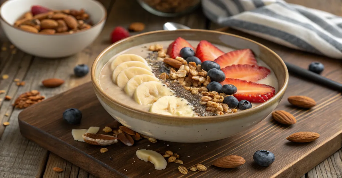 banana-nut-smoothie-bowl-gluten-free Gluten-free banana nut smoothie bowl with fresh toppings