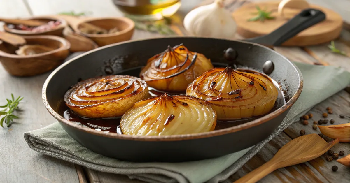 caramelized-onions-balsamic-beef-casserole. Caramelized onions with balsamic for beef French onion soup casserole