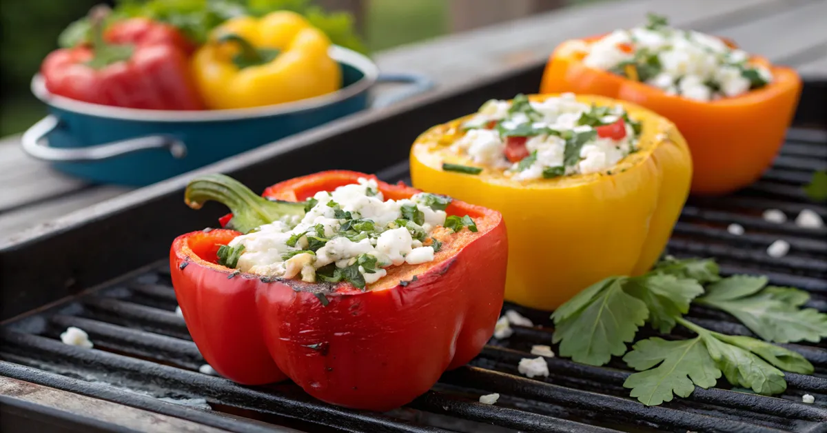 Grilled feta stuffed peppers