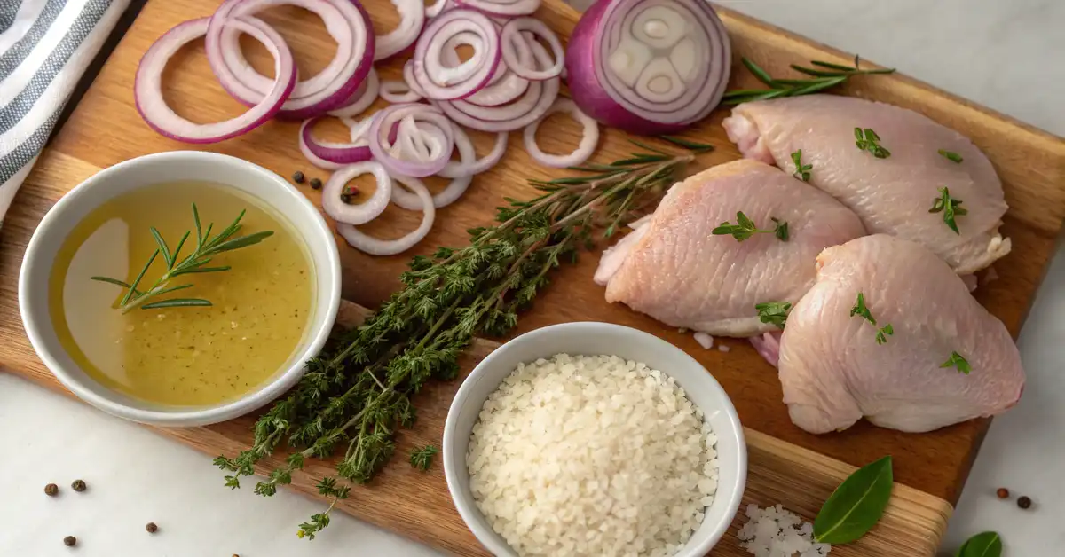 french-onion-soup-chicken-rice-ingredients Ingredients for making French onion soup chicken and rice