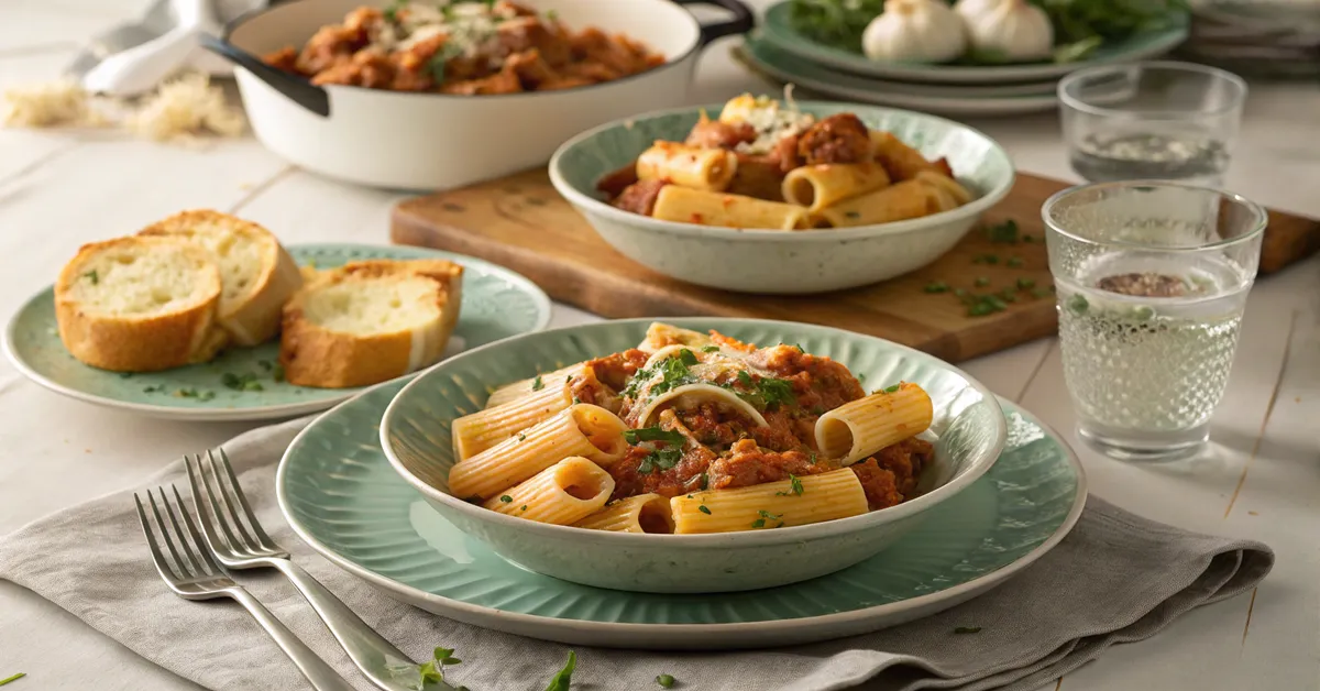 servings of baked rigatoni without meat 