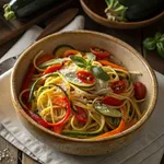 Vegetable Spaghetti: A Twirl Through My Chaotic Veggie Life 2 Vegetable spaghetti with fresh herbs and parmesan in a rustic bowl