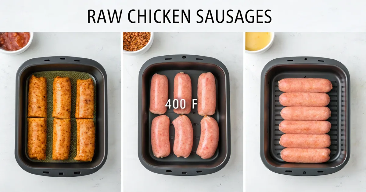 chicken-sausage-air-fryer-steps Chicken sausage air fryer step by step cooking process