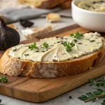 Black Garlic Butter: 5 Amazing Ways to Transform Meals 2 Black garlic butter spread on sourdough bread with black garlic cloves