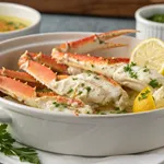 The Ultimate Guide to Perfect Crab Legs with Garlic Butter - 7 Chef-Approved Techniques 2 Perfect crab legs with garlic butter served restaurant-style on wooden platter with lemon wedges
