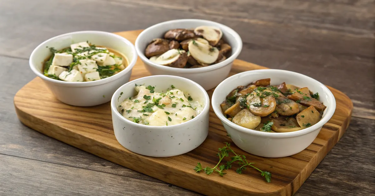 garlic-butter-mushrooms-variations variations of garlic butter mushrooms showing customization options
