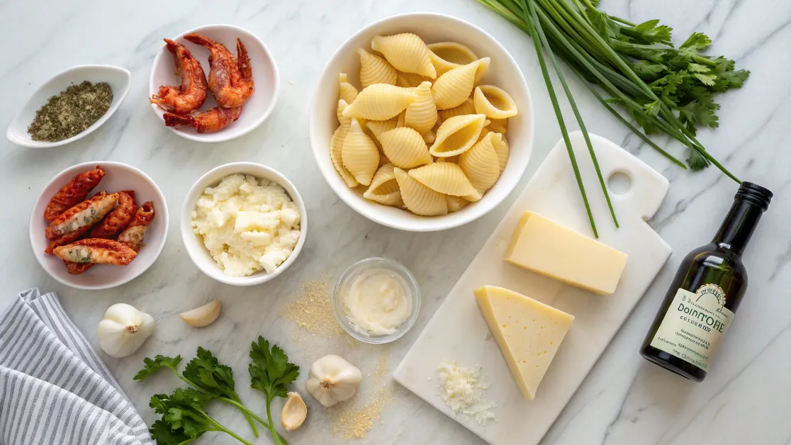 garlic-butter-lobster-stuffed-shells-ingredients Ingredients needed for garlic butter lobster stuffed shells