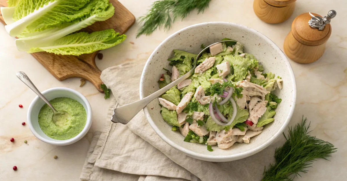 Making green goddess chicken salad 