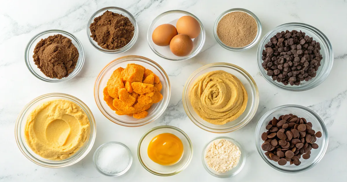 sweet-potato-brownies-ingredients All ingredients measured and ready for sweet potato brownies recipe