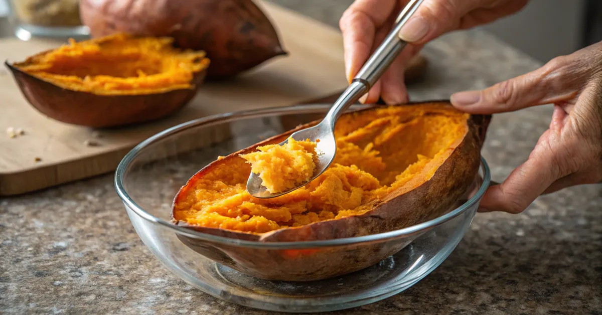 sweet-potato-brownies-perfect-puree-preparation Creating smooth sweet potato puree for fudgy sweet potato brownies