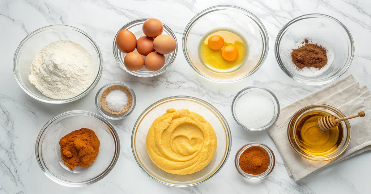 sweet-potato-pancakes-ingredients-mise-en-place All ingredients measured and ready for sweet potato pancakes recipe