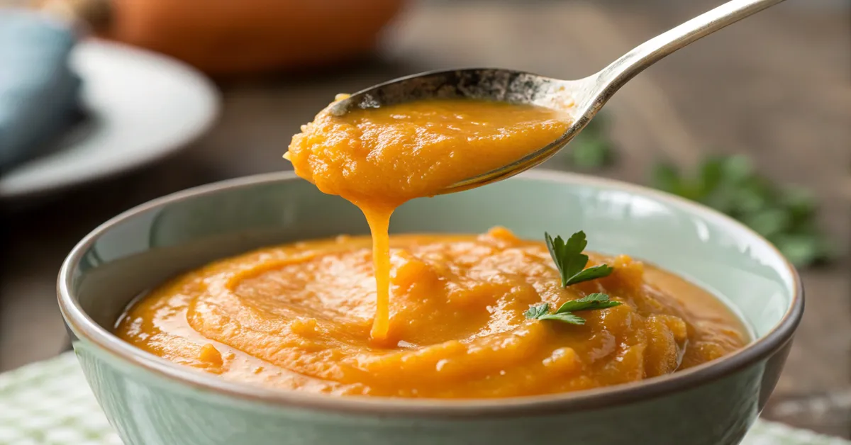 sweet-potato-puree-perfect-silky-texture-closeup Silky smooth sweet potato puree texture close-up showing creamy consistency