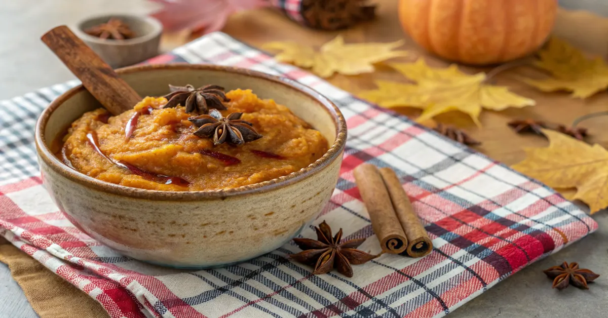 sweet-potato-puree-spiced-chai-cinnamon-maple Spiced chai sweet potato puree with cinnamon maple syrup and warming spices