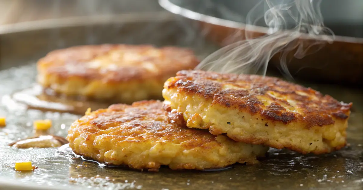 Close-up crispy golden air fryer zucchini fritters showing texture and cooked edges