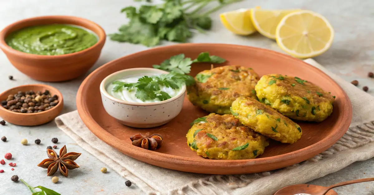 Indian-spiced zucchini chickpea fritters with mint chutney and raita
