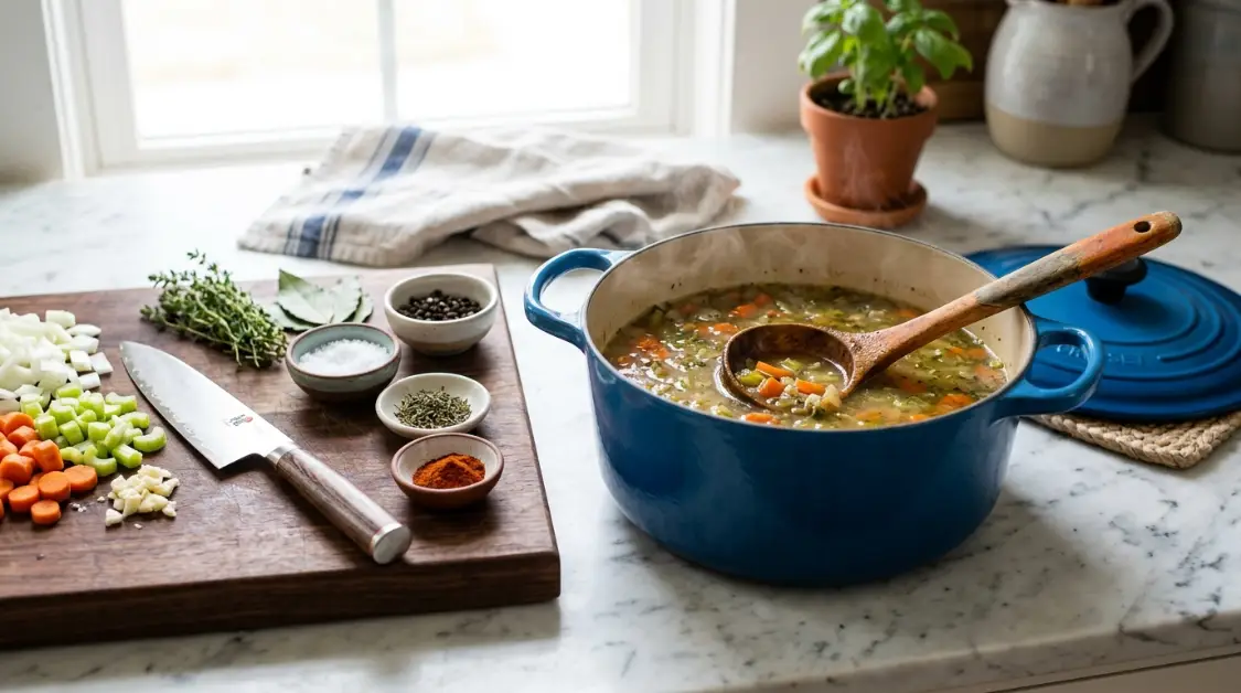 dutch-oven-tools-mediterranean-cabbage-soup Dutch oven and cooking tools for one-pot Mediterranean cabbage soup