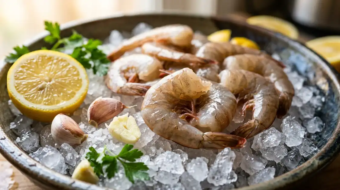 Fresh jumbo shrimp for lemon garlic shrimp scampi