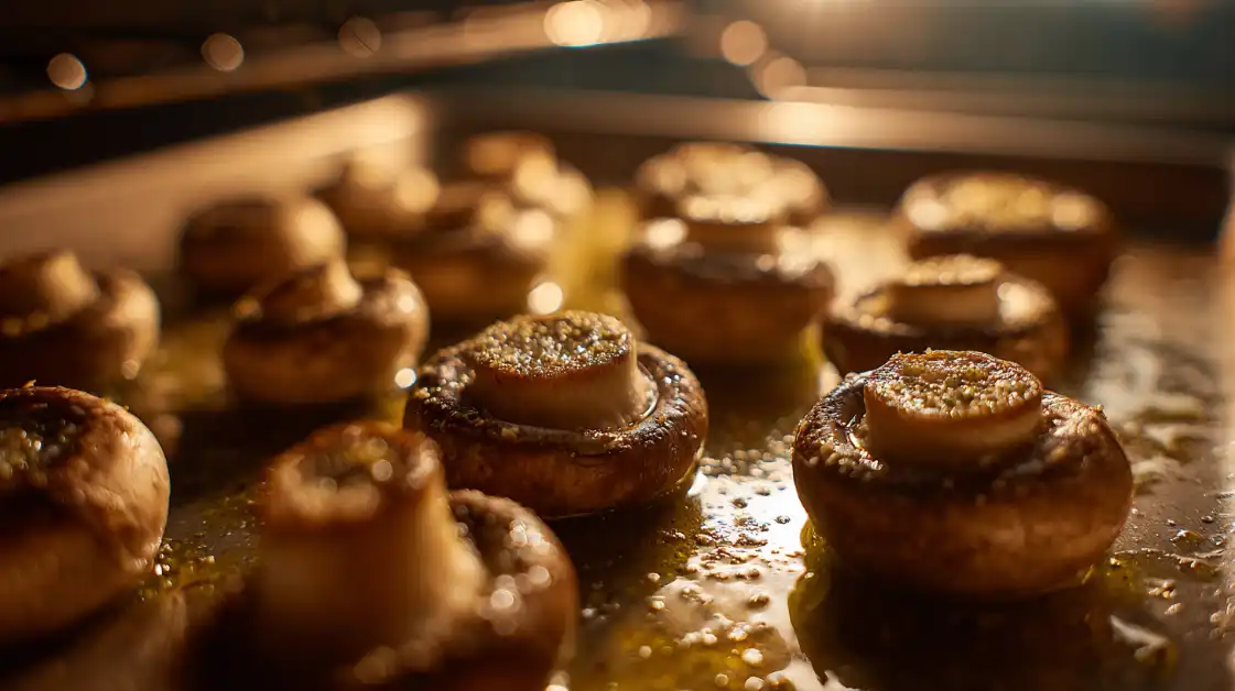 Pre-roasting mushroom caps upside down for Mediterranean stuffed mushrooms