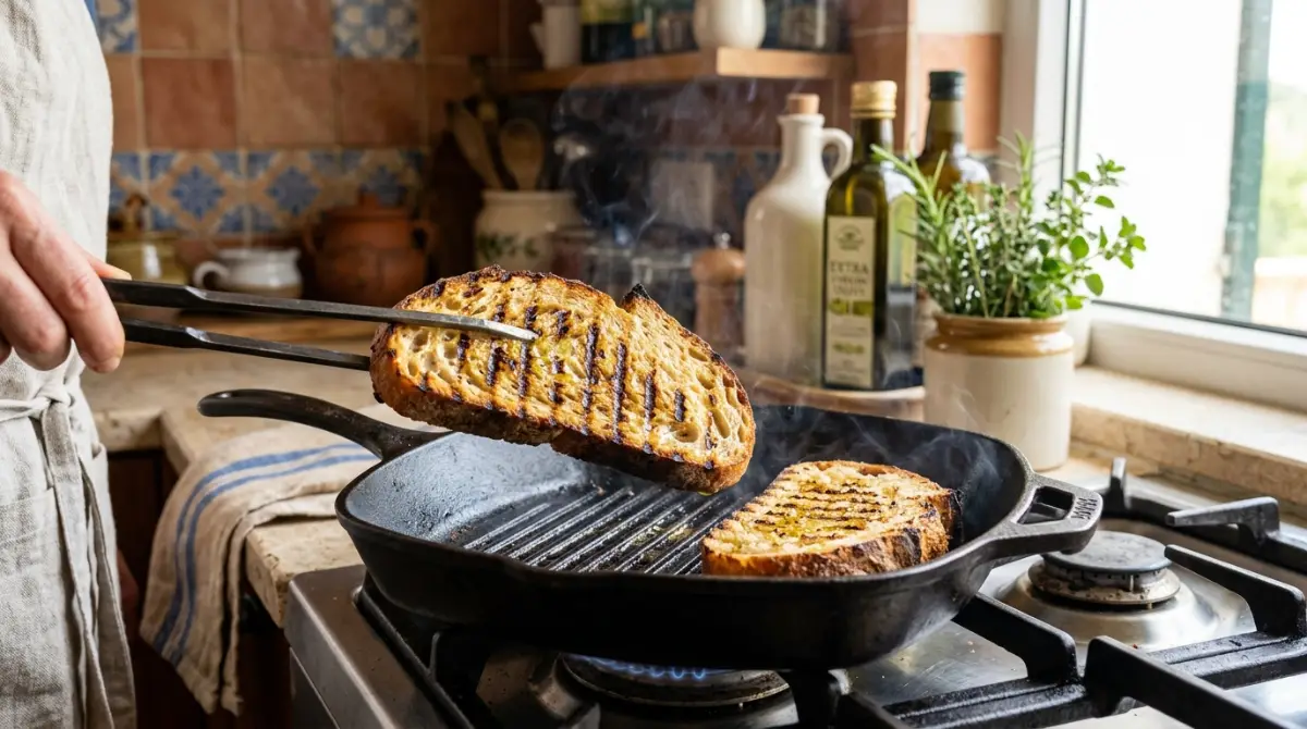 toasting-sourdough-bread-mediterranean-avocado-toast Toasting sourdough bread to golden perfection for avocado toast Mediterranean style