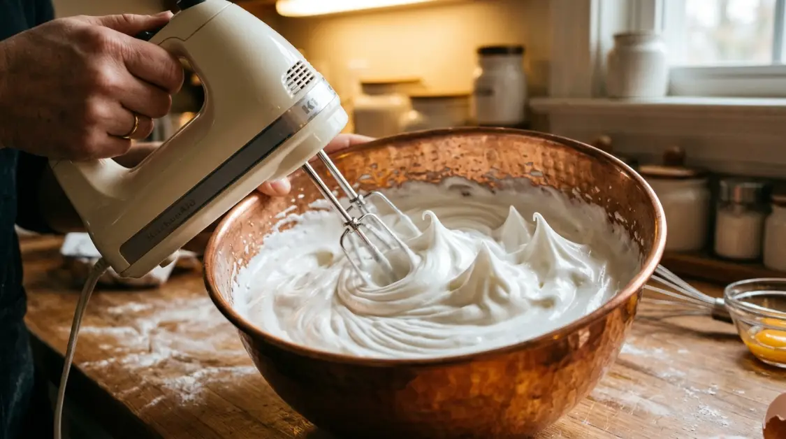 Whipping egg whites for spring almond cake recipe 