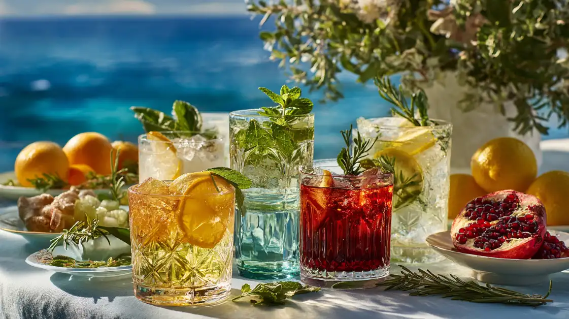 mediterranean‑beverages‑mocktails Mediterranean Beverages & Mocktails with citrus, pomegranate, and fresh herbs