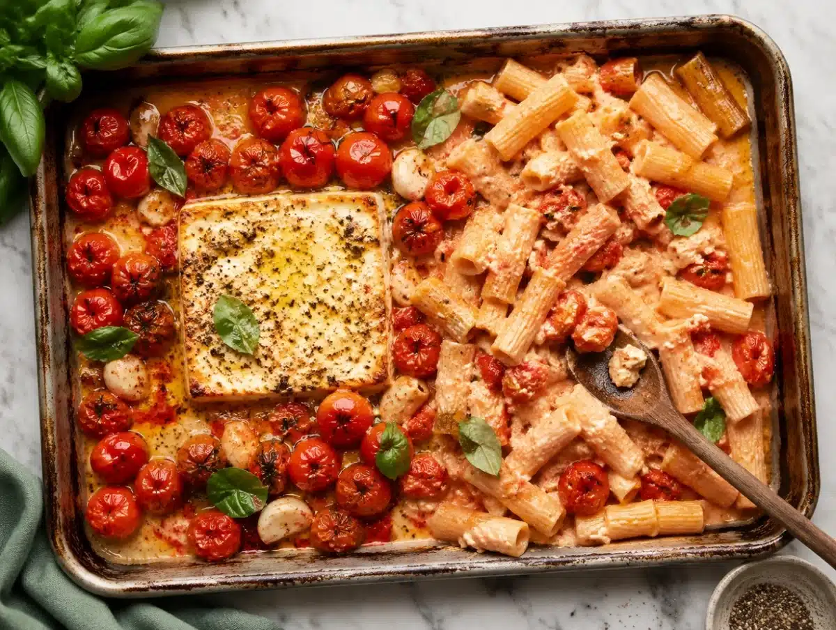 3146 sheet pan baked feta pasta