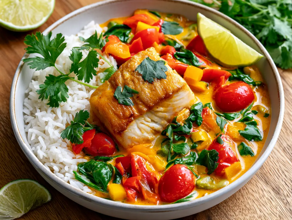 Coconut Curry Mediterranean Mahi-Mahi (30 Minutes) 1 Coconut Curry Mahi Mahi recipe card