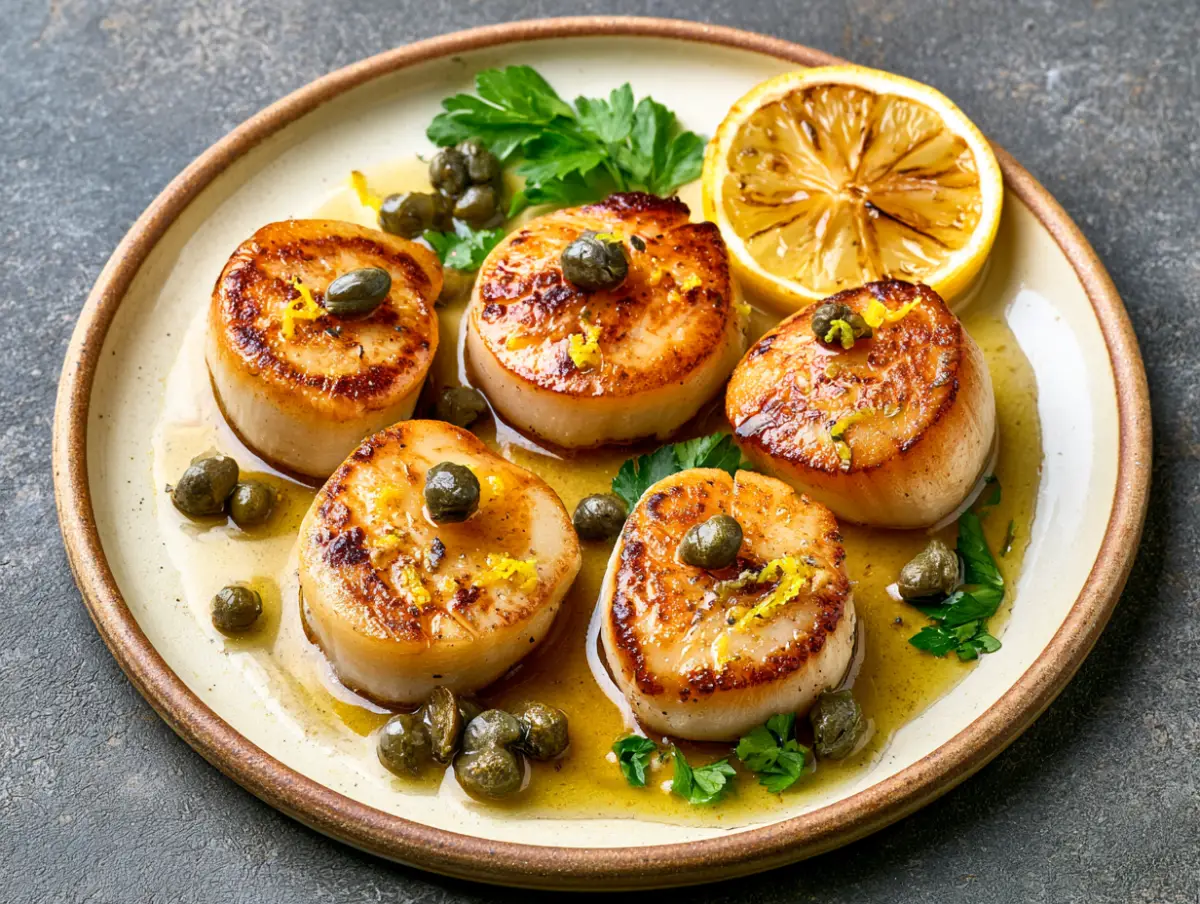Lemon Butter Scallops With Capers Mediterranean dish