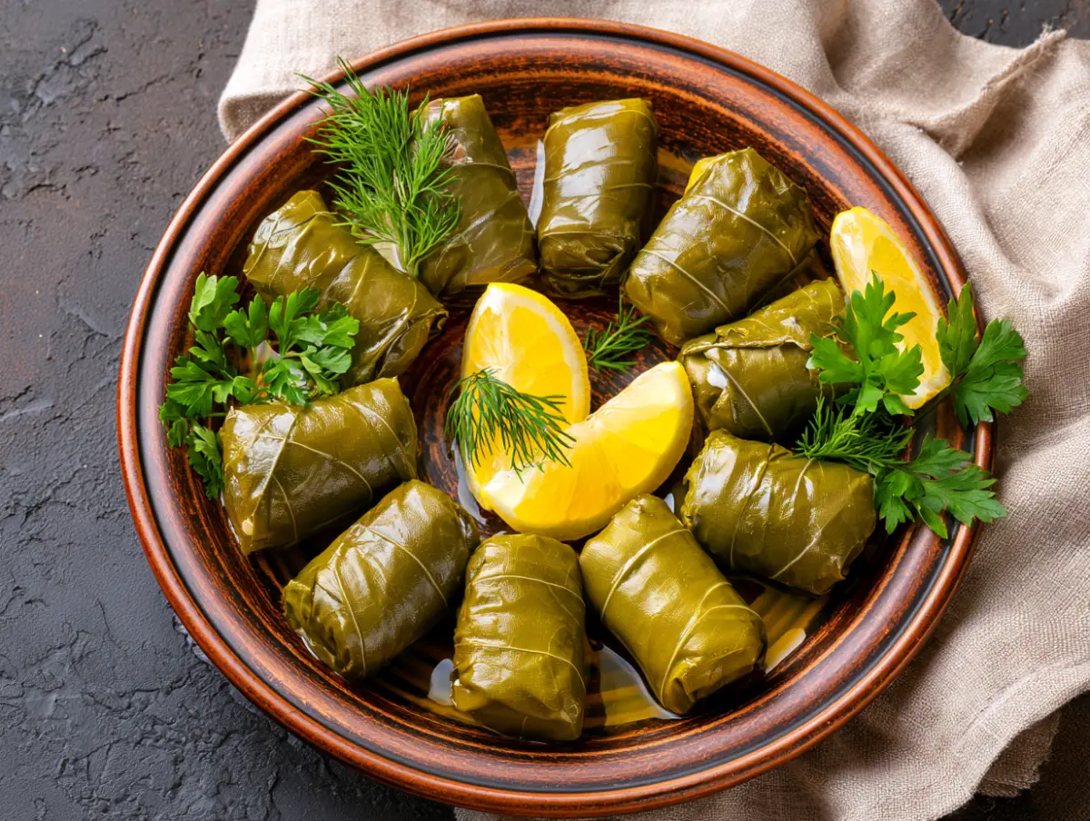 Stuffed Grape Leaves Dolmas Mediterranean dish