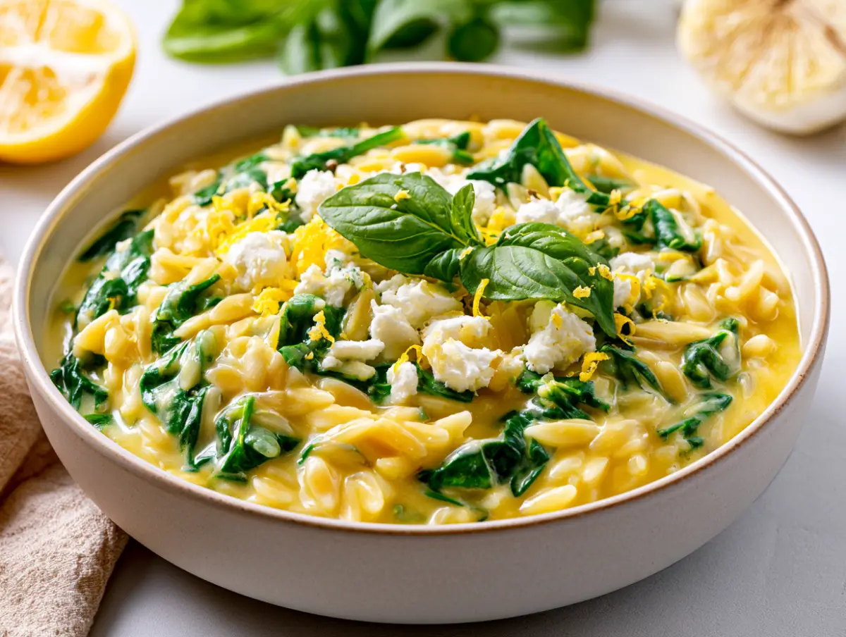 Creamy Lemon Orzo with Spinach and Feta (25 Minutes) 1 Lemon Orzo With Spinach Feta recipe card