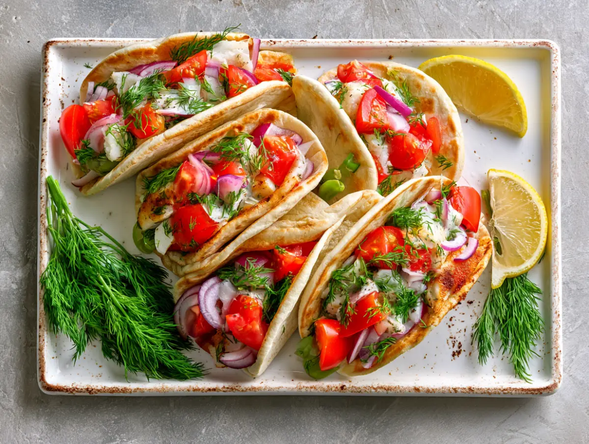 Fish Tacos With Tzatziki Mediterranean dish
