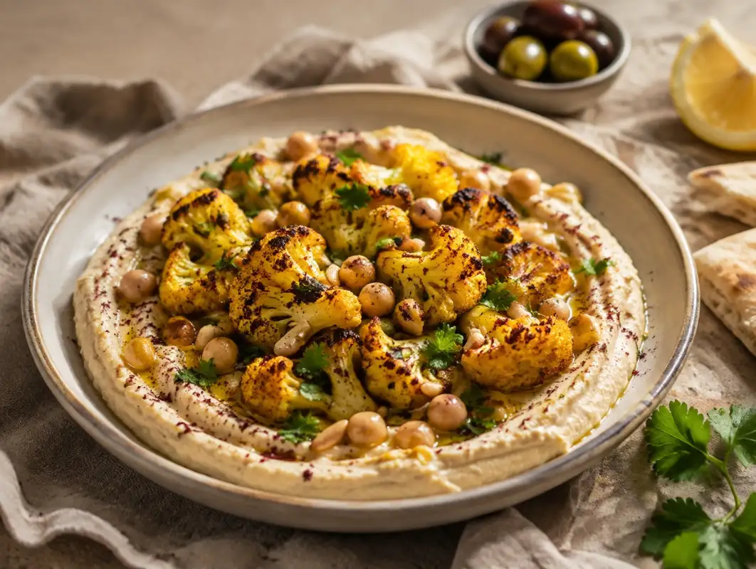 Turmeric Cauliflower and Hummus Power Bowl (50 Minutes) 1 3106 turmeric cauliflower hummus bowl recipe card