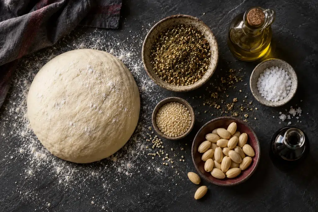 Witch Finger Za’atar Breadsticks: Press the Nails In Before You Bake 5 Witch finger breadstick ingredients: pizza dough, za’atar, sesame seeds, flaky salt, blanched almonds and olive oil